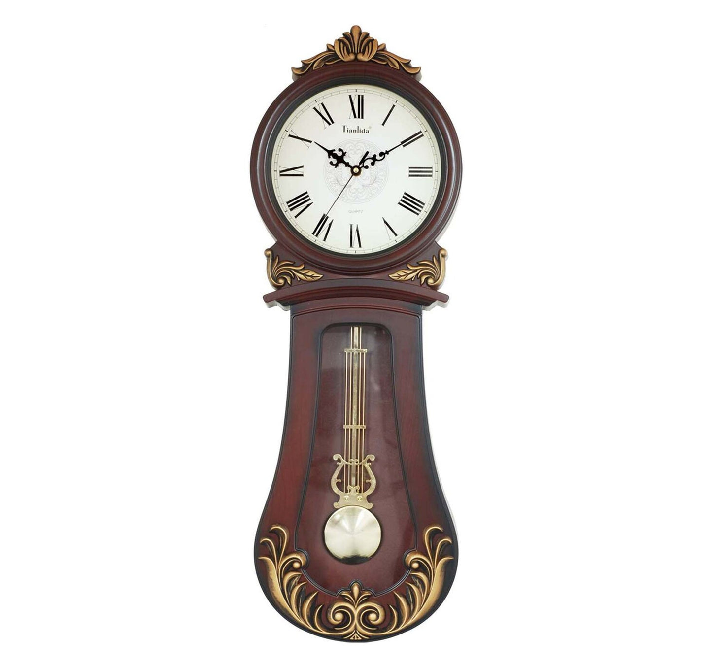 Maple Leaf Battery Operated PVC Pendulum Wall Clock 71.5x33.3x11.2cm TLD8400A