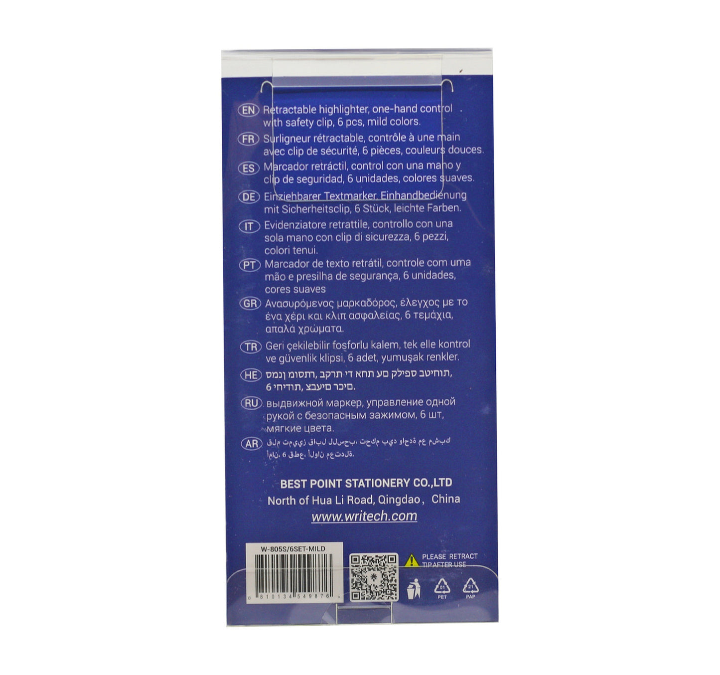 Writech Retractable Highlighter 6pcs