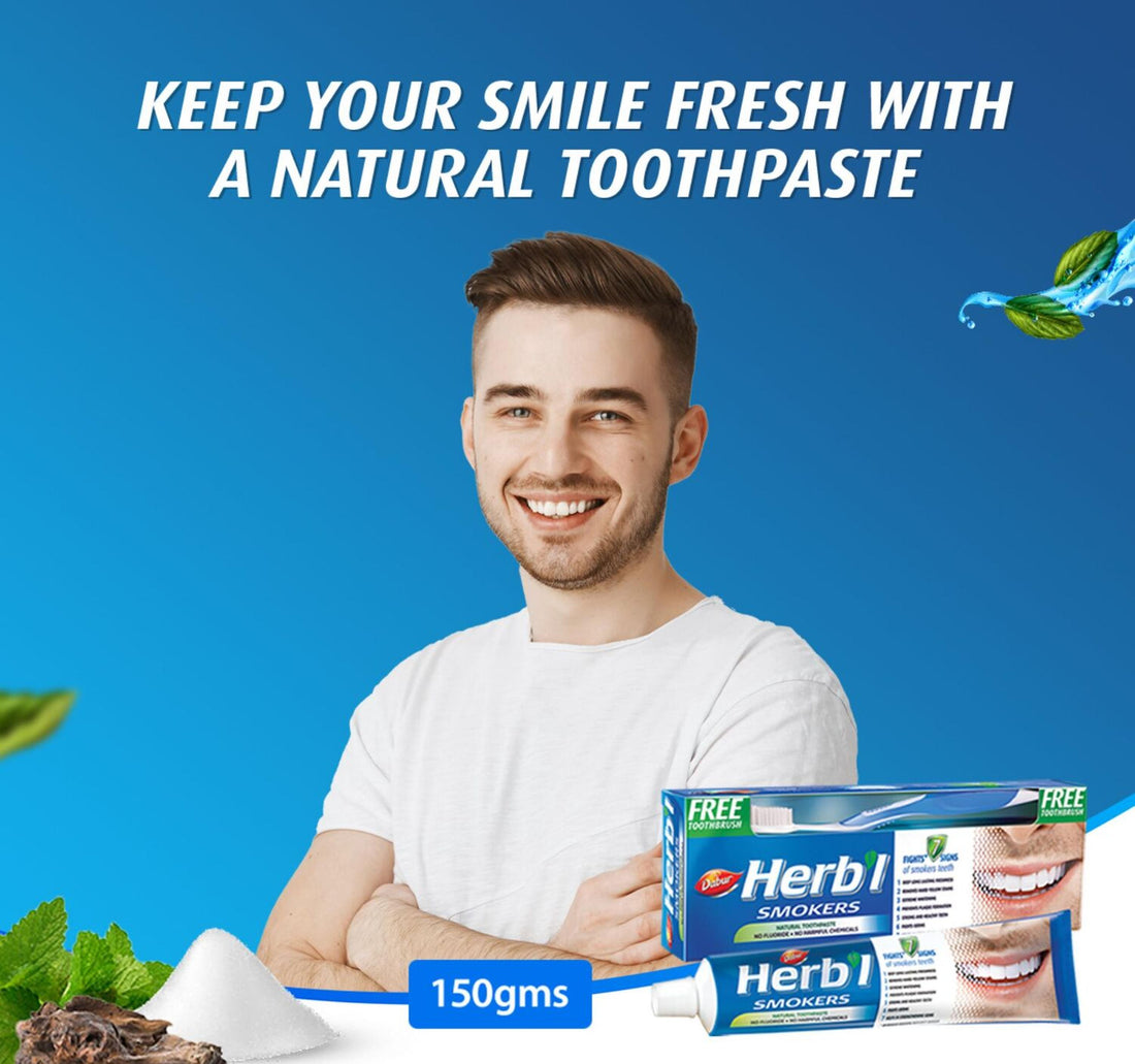 Dabur Herbal Smokers Natural Toothpaste 150 g + Toothbrush