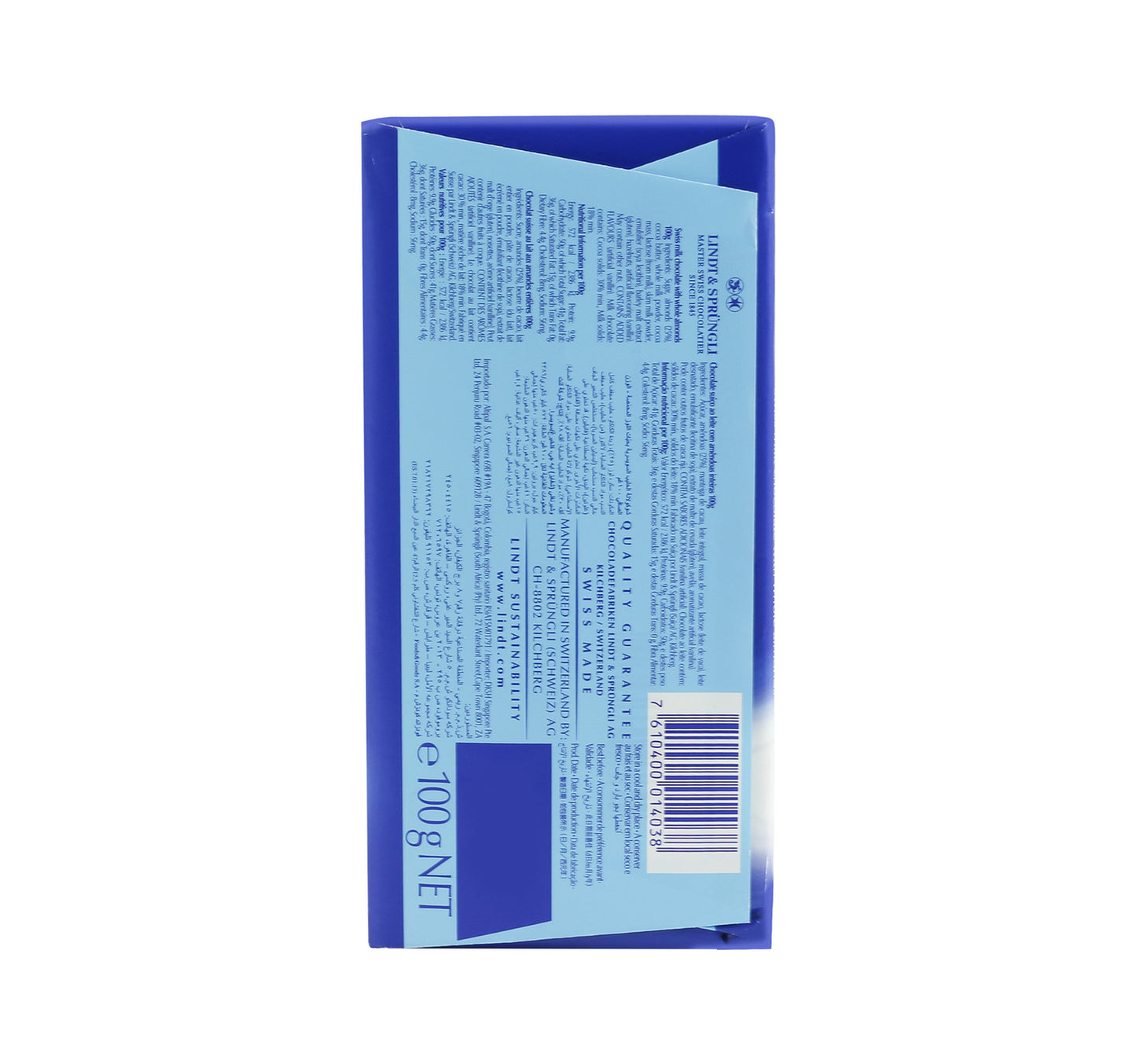 Lindt Swiss Classic Milk Chocolate Almond 100 g