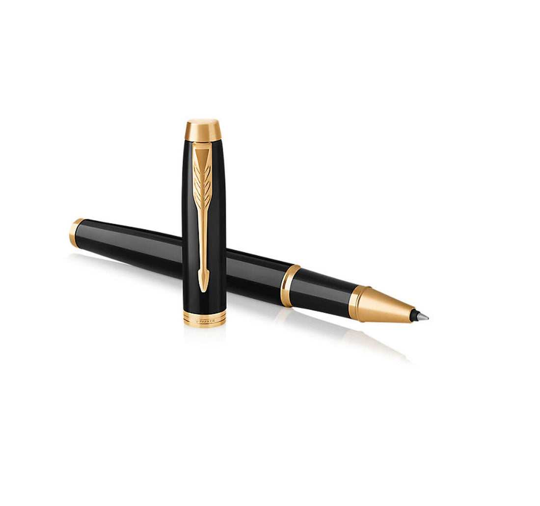 Parker Im Black Gold Trim Roller Ball Pen In Classic Box