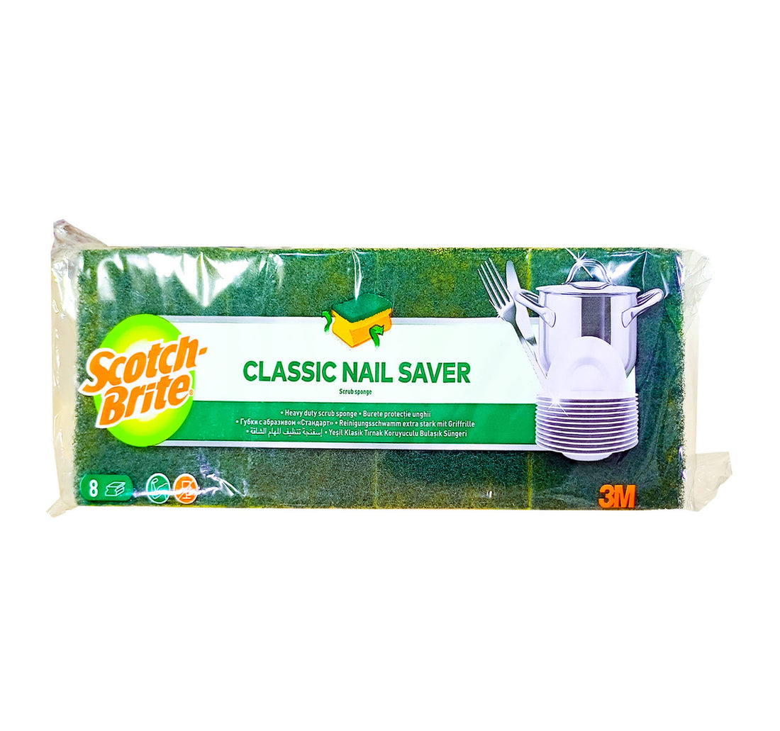 Scotch Brite Power Clean Heavy Duty Nail Saver Scrub Sponge Value Pack 8 pcs