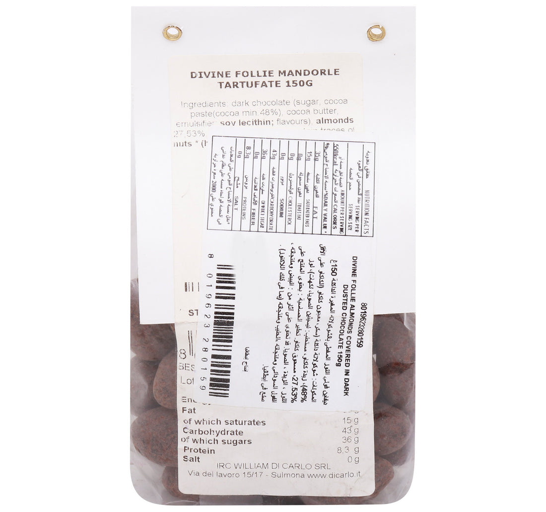 William Di Carlo Almond Coated With Dark Dusted Chocolate 150 g