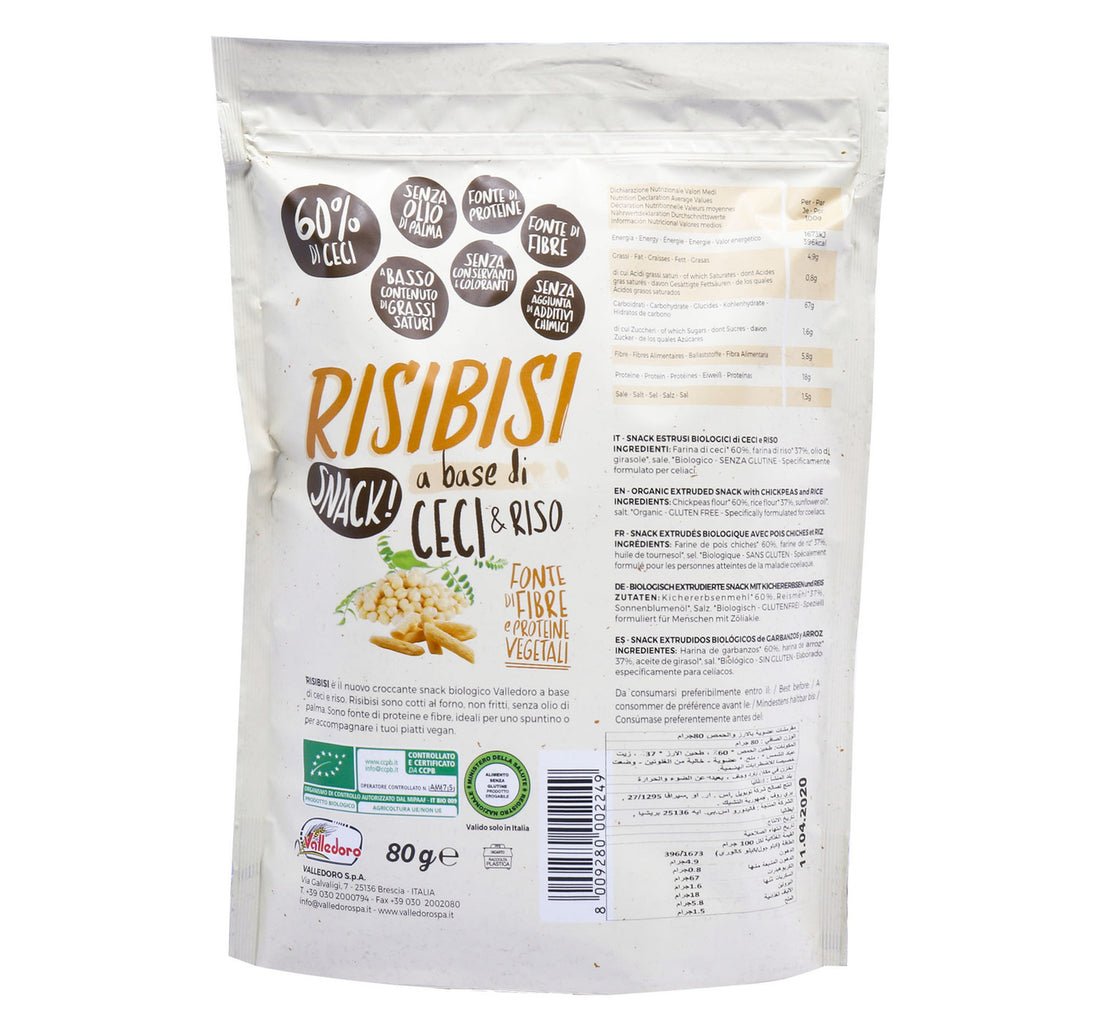 Valledoro Organic Extruded Snack With Chickpeas And Rice 80 g