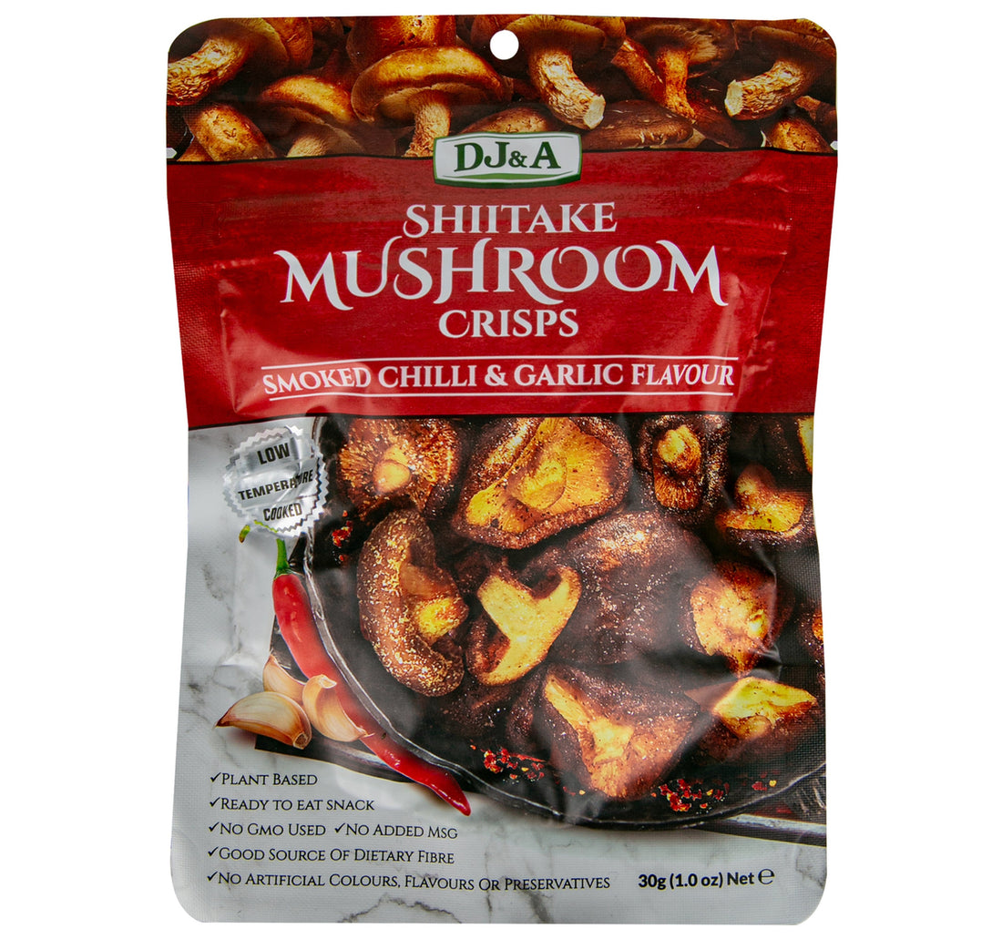 DJ&A Shitake Mushroom Crisps Smoked Chilli & Garlic Flavour 30 g