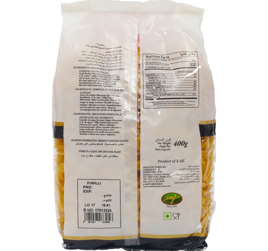 Dubai Macaroni Fusilli Value Pack 4 x 400 g