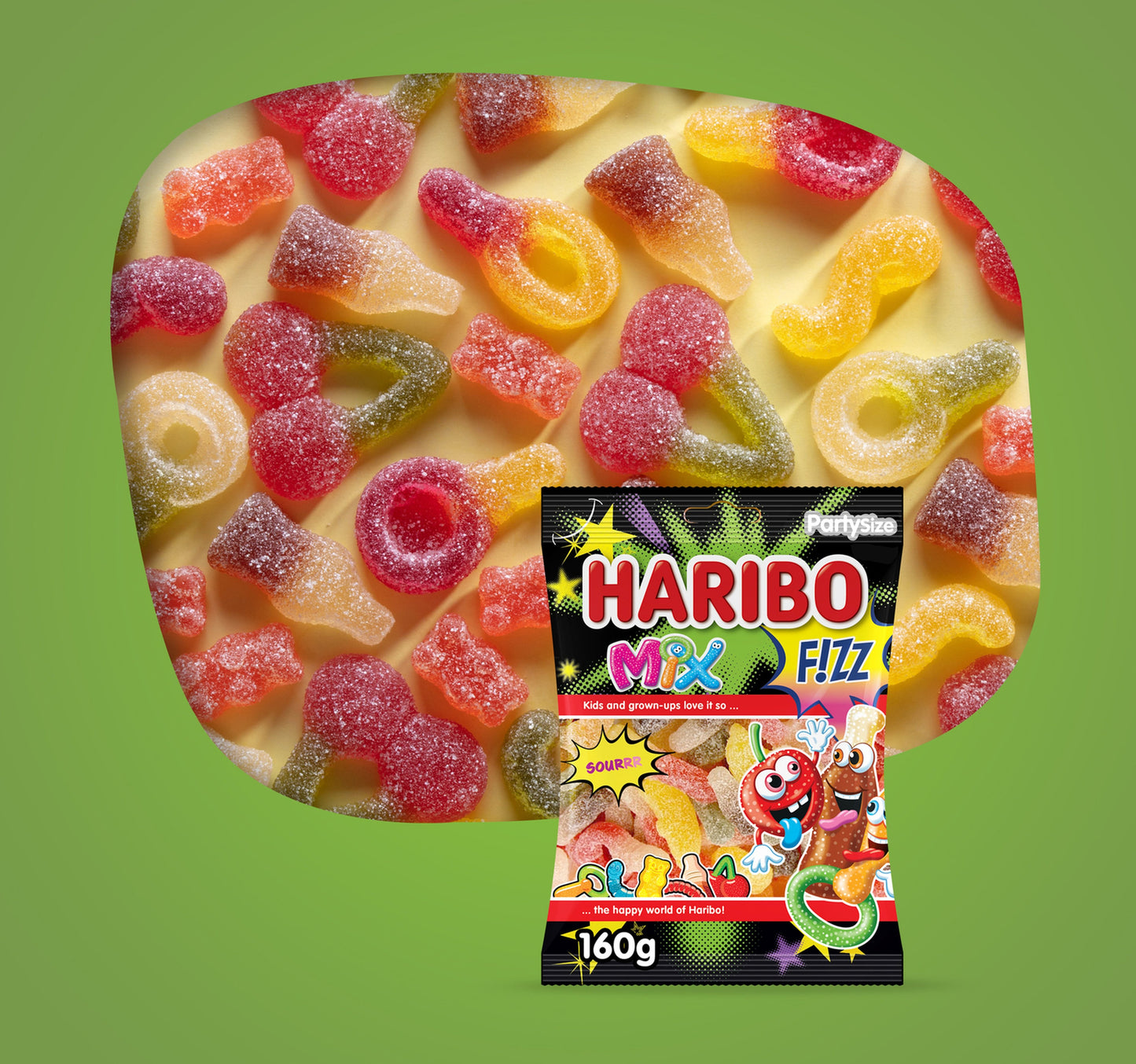 Haribo Fizz Mix Sour Gummy Candy 160 g
