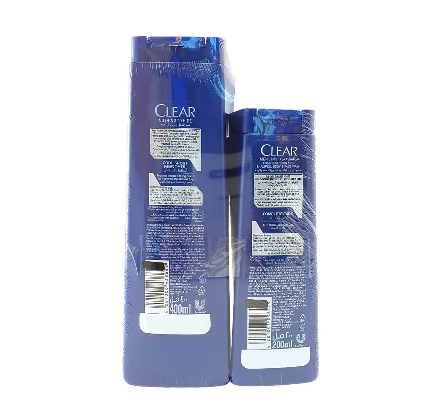 Clear Men's Cool Sport Menthol Anti-Dandruff Shampoo 400 ml + Clear Men 3in1 200 ml Assorted