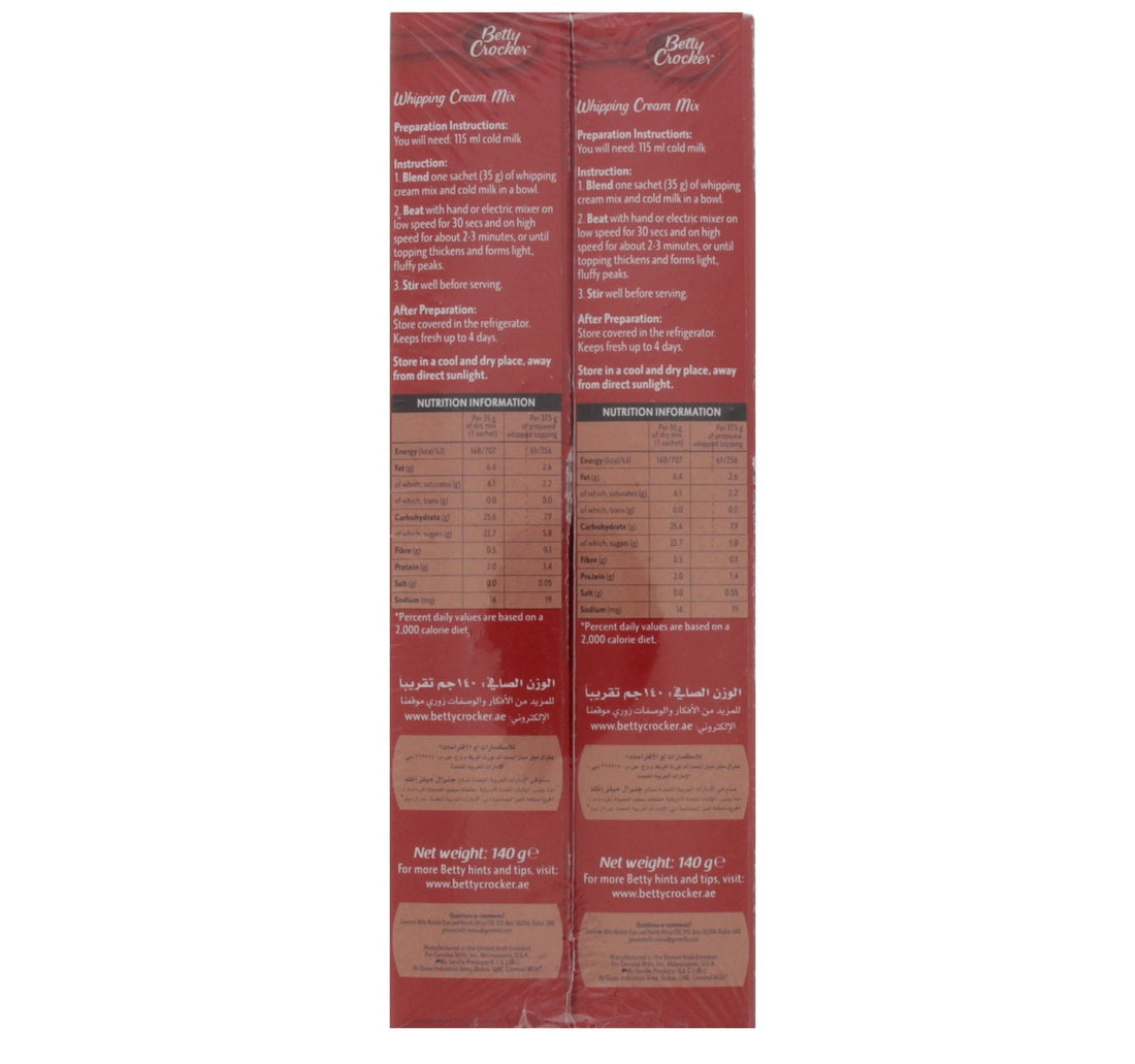 Betty Crocker Whipping Cream Mix 2 x 140 g