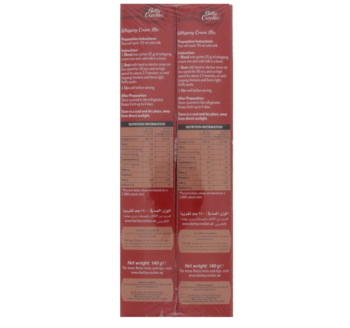 Betty Crocker Whipping Cream Mix 2 x 140 g