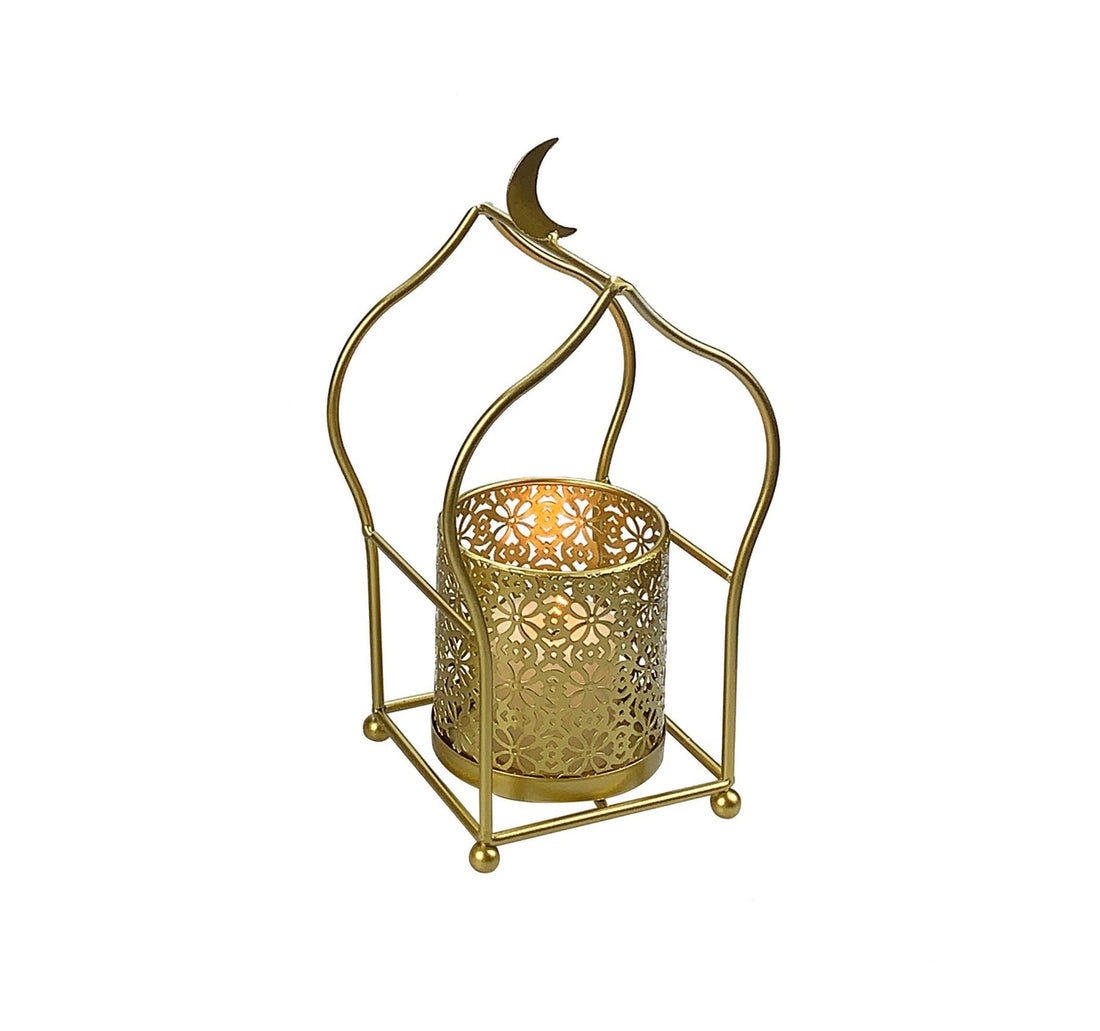 Maple Leaf Metal Carved Candle Holder 26cm Gold