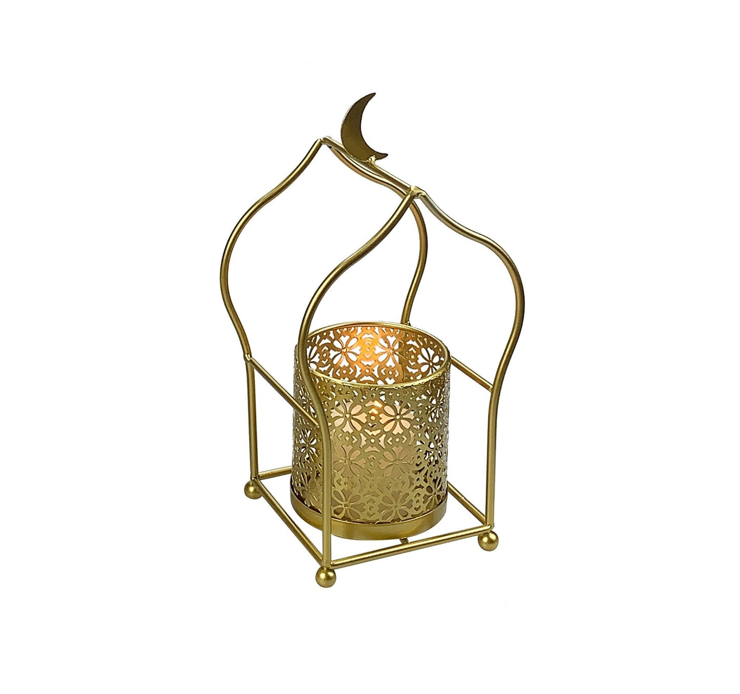 Maple Leaf Metal Carved Candle Holder 26cm Gold