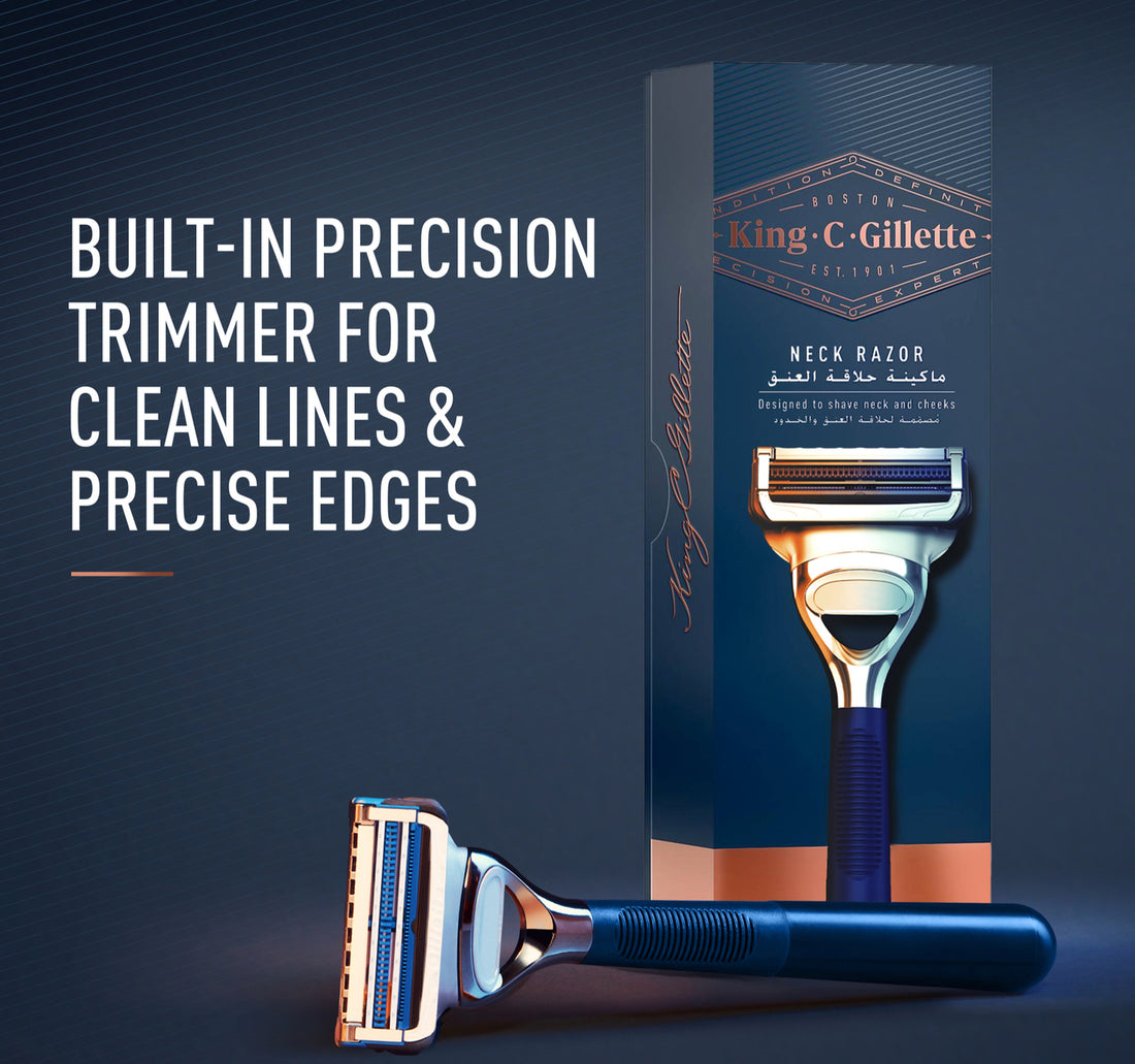 King C. Gillette Men's Neck Razor with Gillette's Best Sharpest Stainless Steel Platinum Coated Blades 1Up