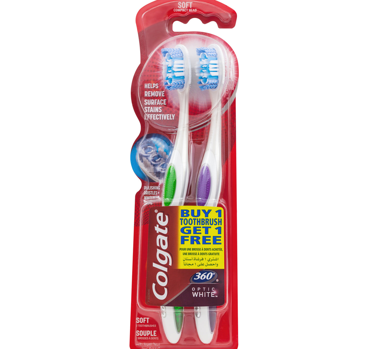 Colgate Optic White Soft Toothbrush Assorted Colour 2 pcs
