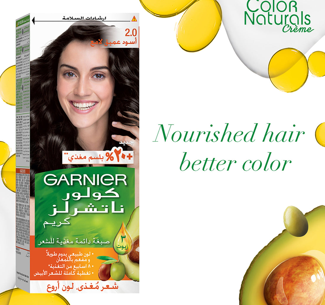 Garnier Color Naturals Creme Permanent Hair Color 2.0 Deep Luminous Black 1 pkt