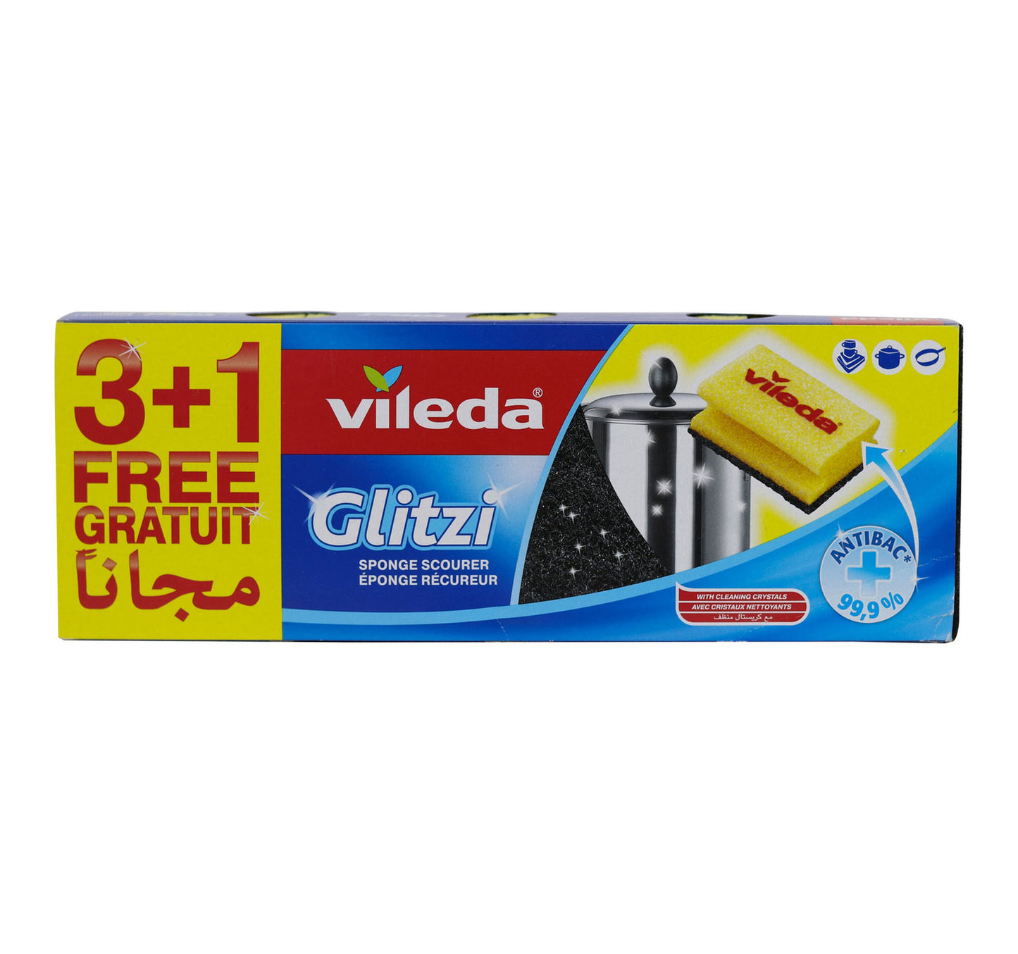 Vileda Glitzi Sponge Scourer 3+1