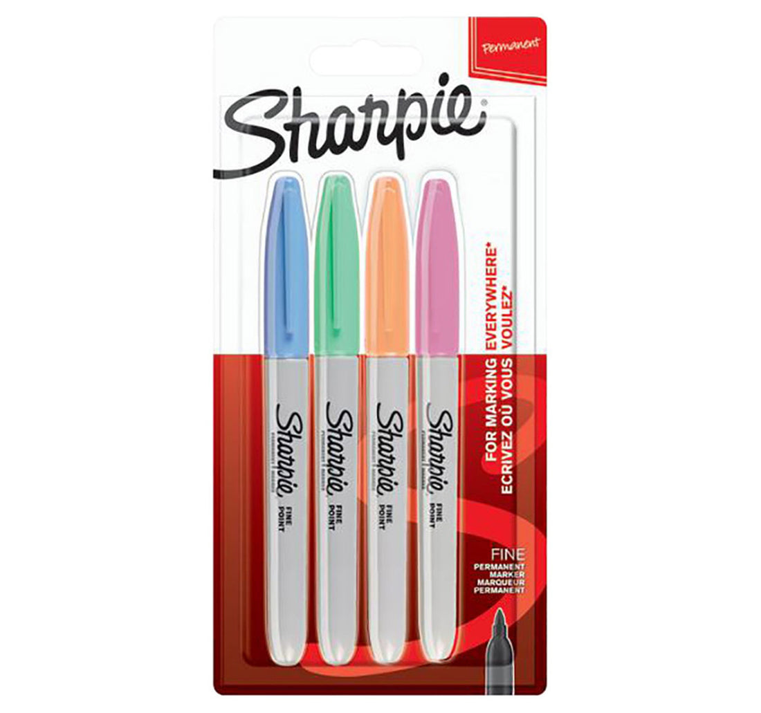 Sharpie Fine Permanent Marker 4 Colour Assorted
