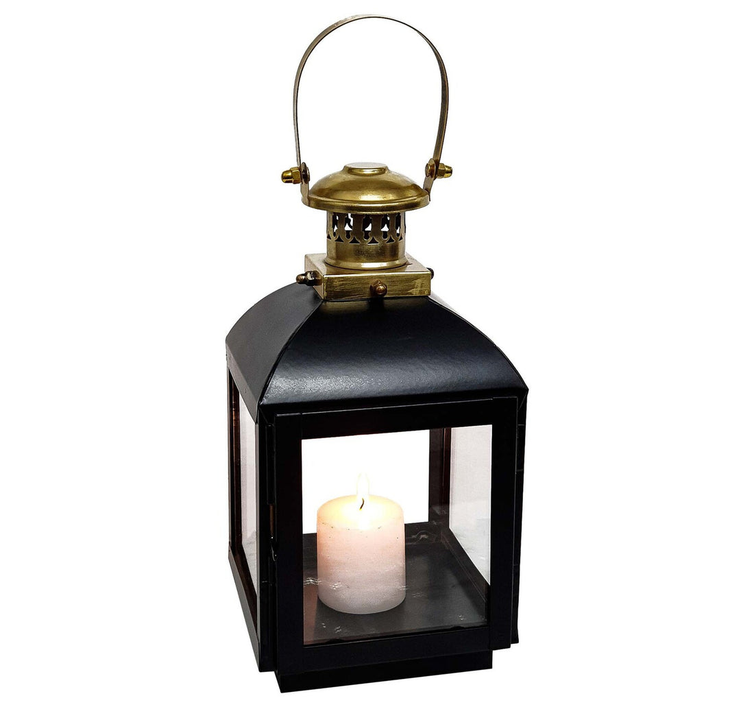 Maple Leaf Decorative Metal Fanoos Candle Holder Lantern L14xW14xH28cm