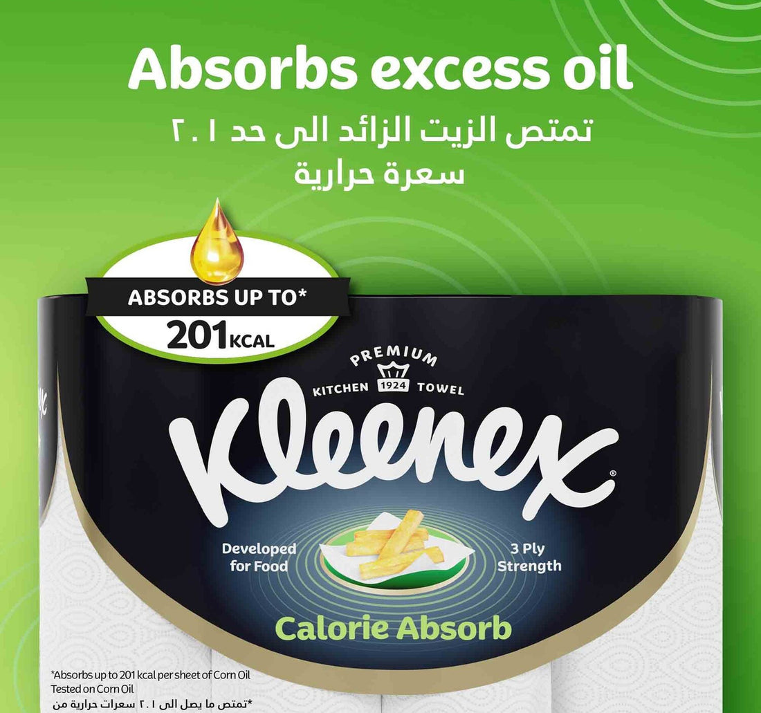 Kleenex Calorie Absorb Kitchen Tissue Paper Towel 3ply 50 Sheets 4 Rolls
