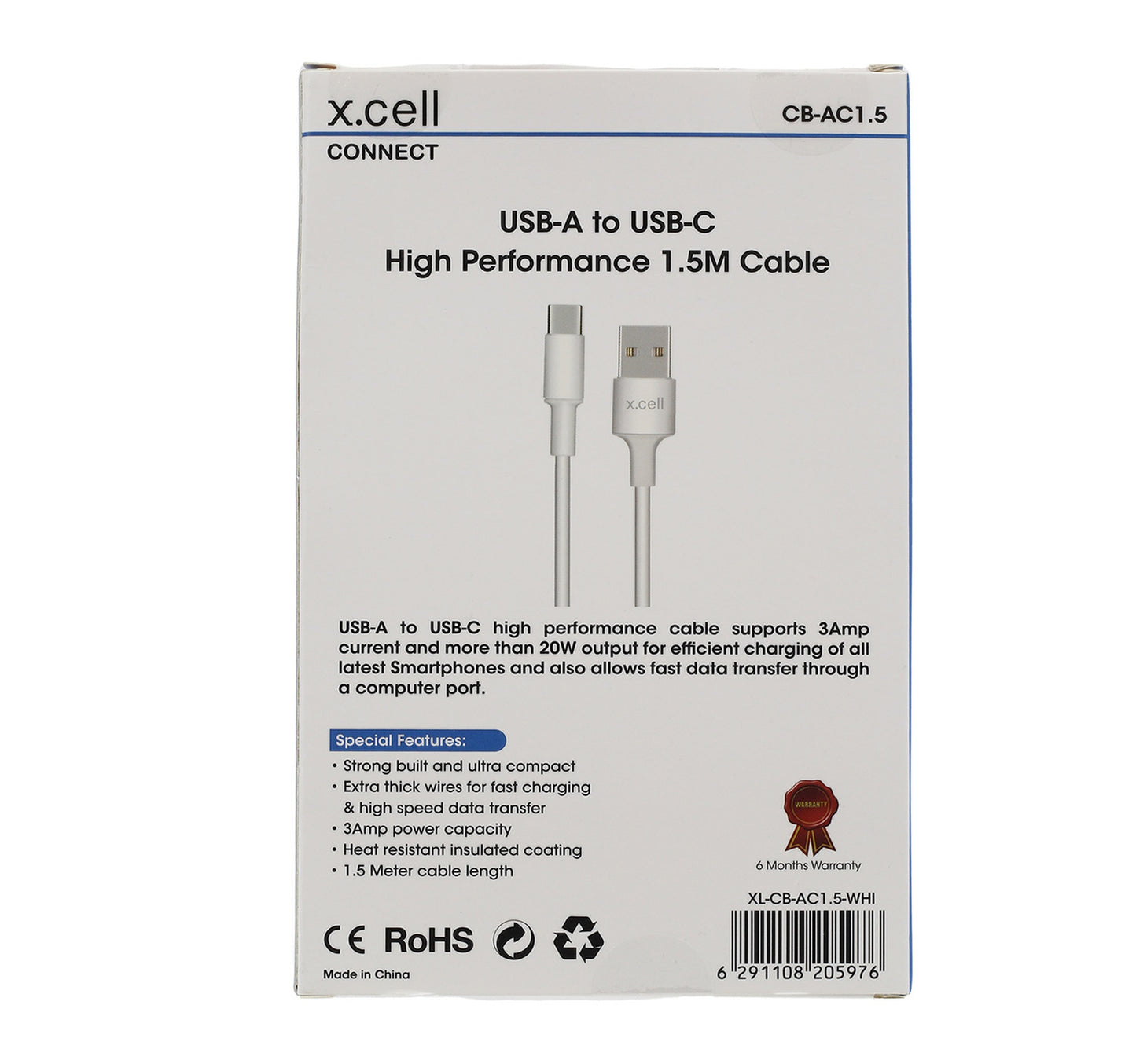X.Cell Type C-USB Cable CB-AC1.5 White