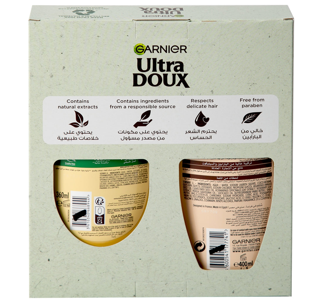 Garnier Ultra Doux With Avocado Oil And Shea Butter Nourishing Shampoo 400 ml + Conditioner 360 ml
