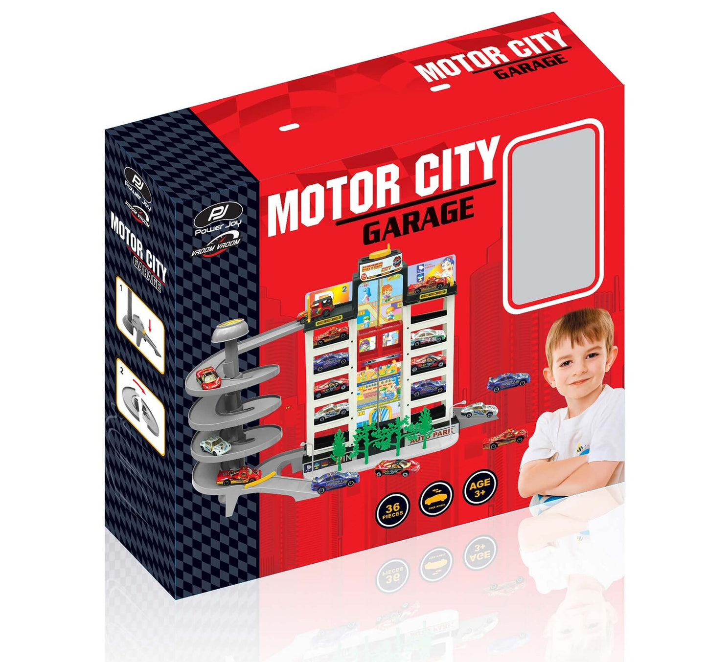 Power Joy Parking Garage & 4 Cars Set C8429