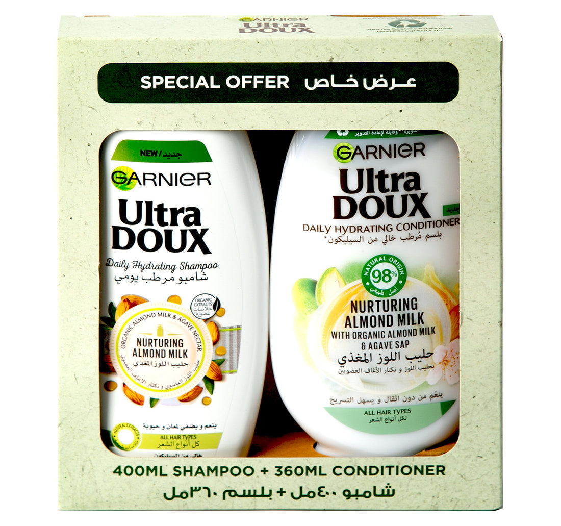 Garnier Ultra Doux Nurturing Almond Milk Shampoo 400 ml + Conditioner 360 ml