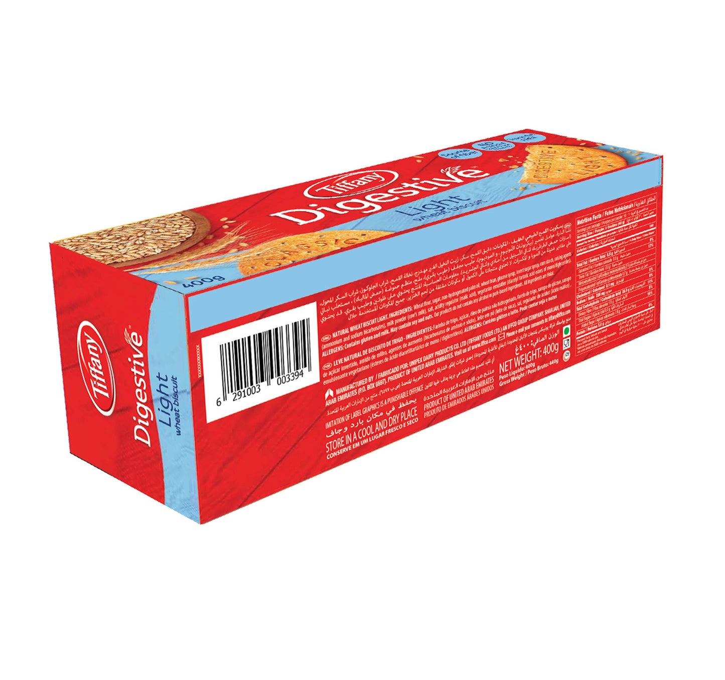 Tiffany Digestive Light Natural Wheat Biscuit 400 g