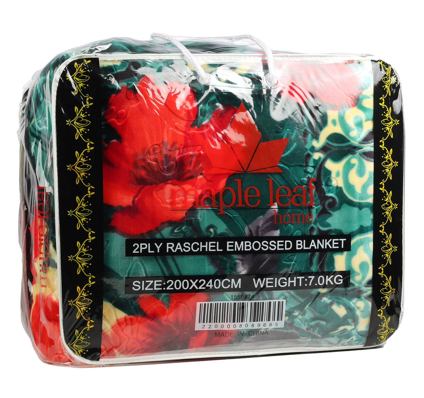 Maple Leaf Blanket Embossed 200 x 240cm 7.0kg 2ply Assorted