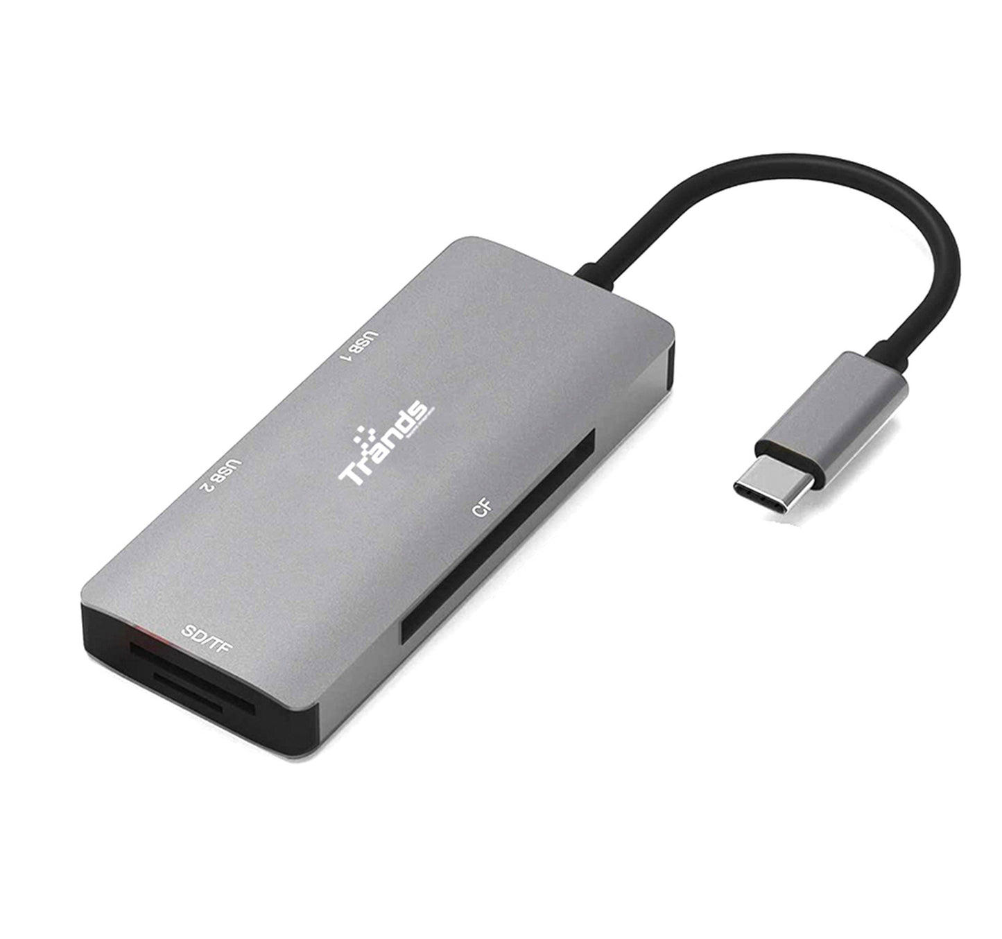 Trands USB-C Adapter with Dual USB 3.0 Ports SD TF CF Card Reader TR-CR3539