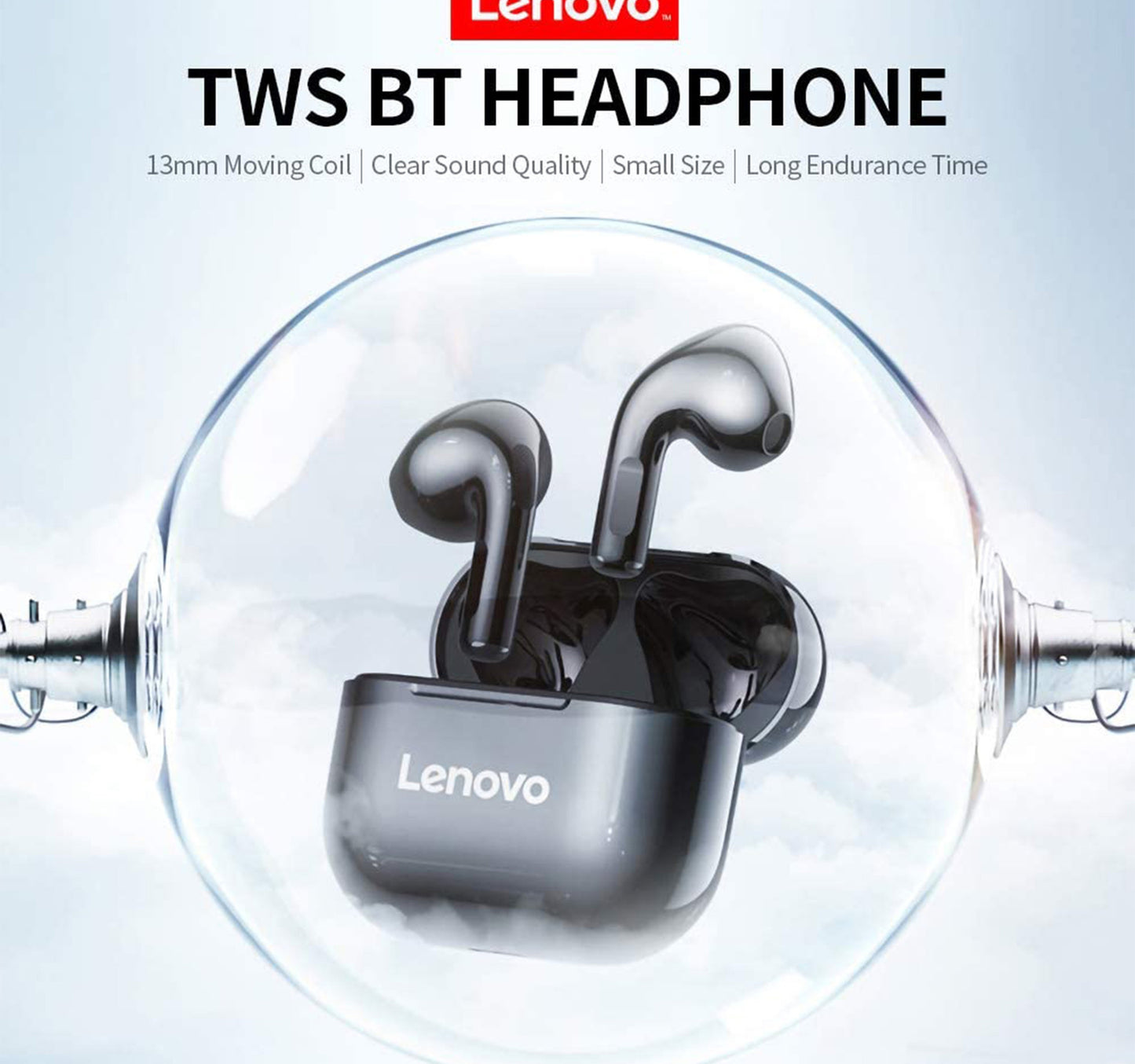 Lenovo LP40 TWS Headphone True Wireless BT Earbuds,White