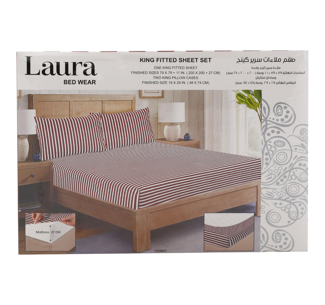 Laura Fitted Sheet 200 x 200cm Assorted Colors