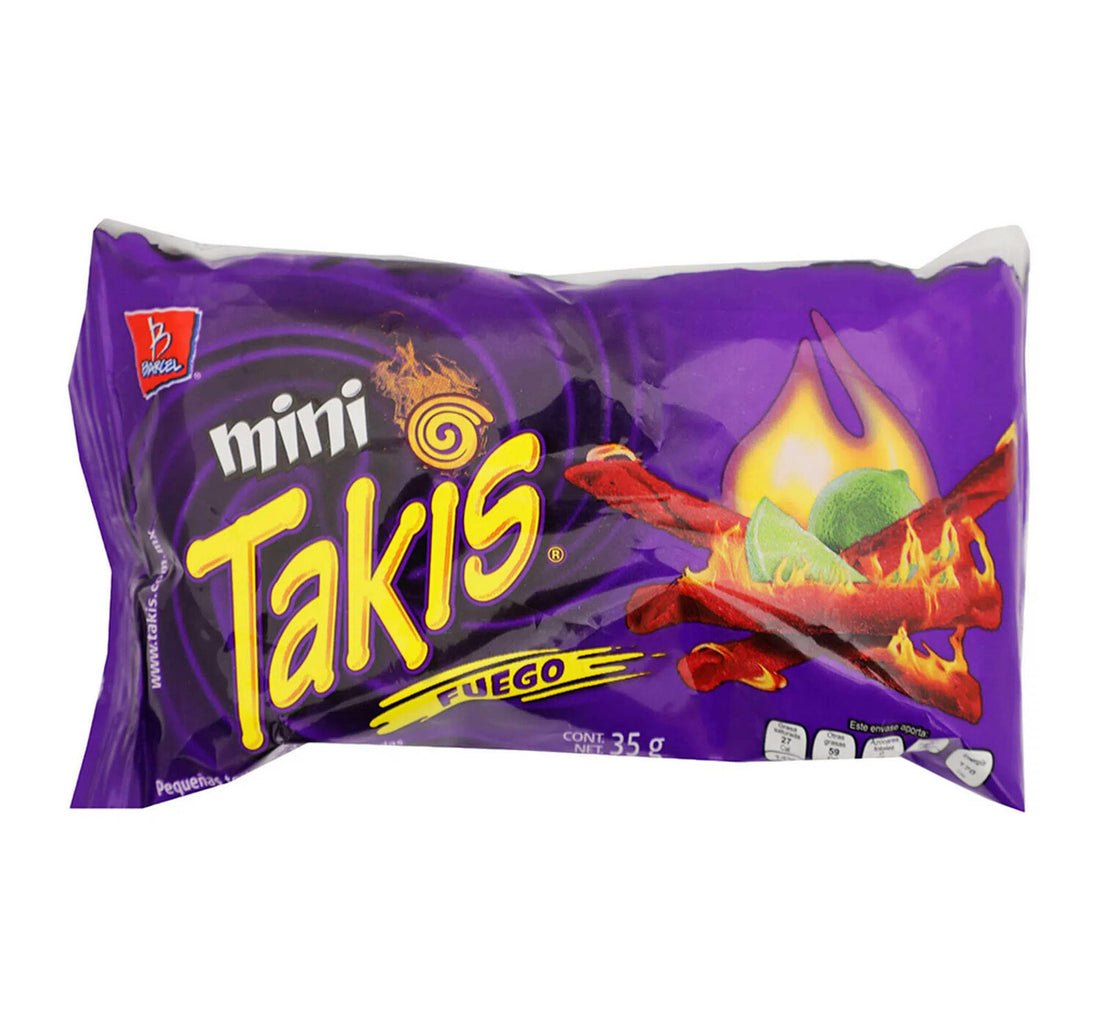 Takis Mini Takis Fuego Hot Chili Pepper & Lime Bite Size Tortilla Chips 25 x 35 g