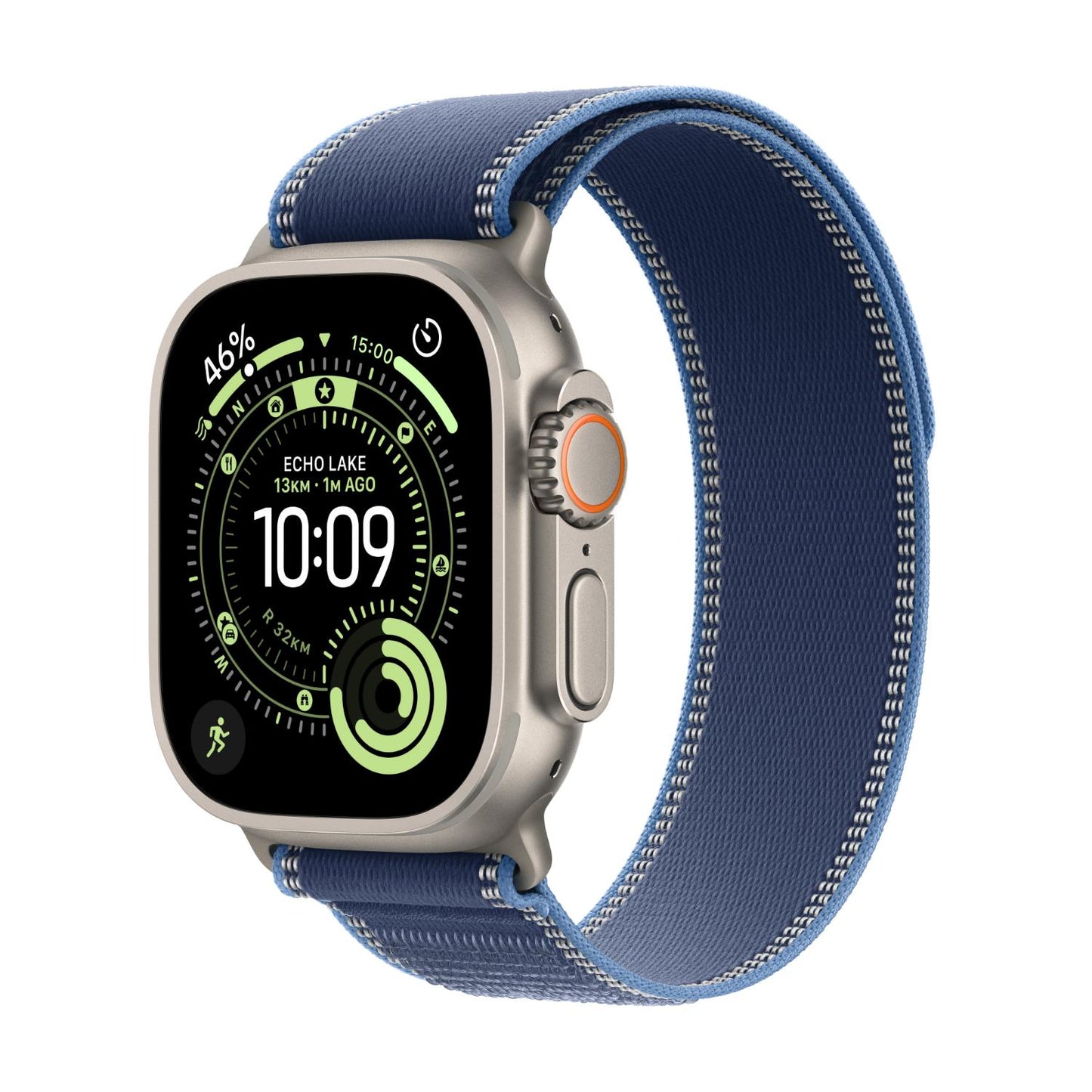 Apple Watch Ultra 3 GPS + Cellular Smartwatch, 49 mm Natural Titanium Case with Blue/Bright Blue Trail Loop (M/L), MEWU4AF/A