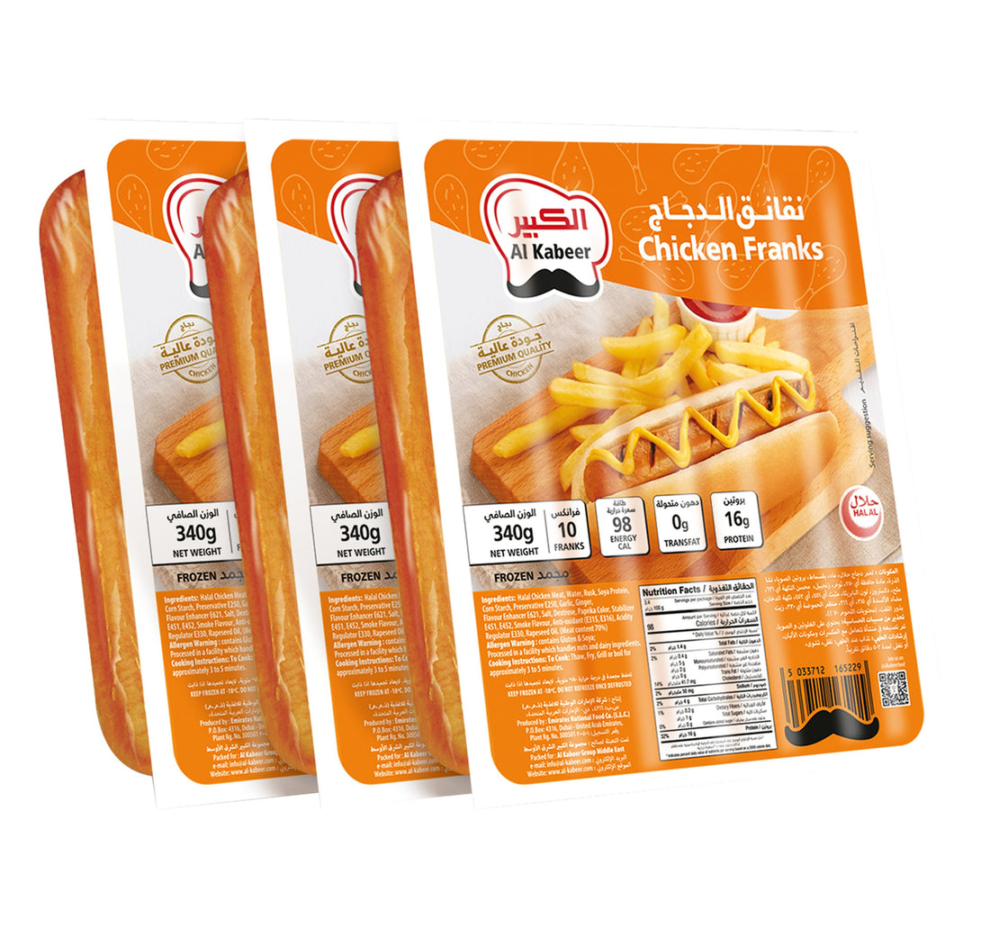 Al Kabeer Frozen Chicken Franks Value Pack 3 x 340 g