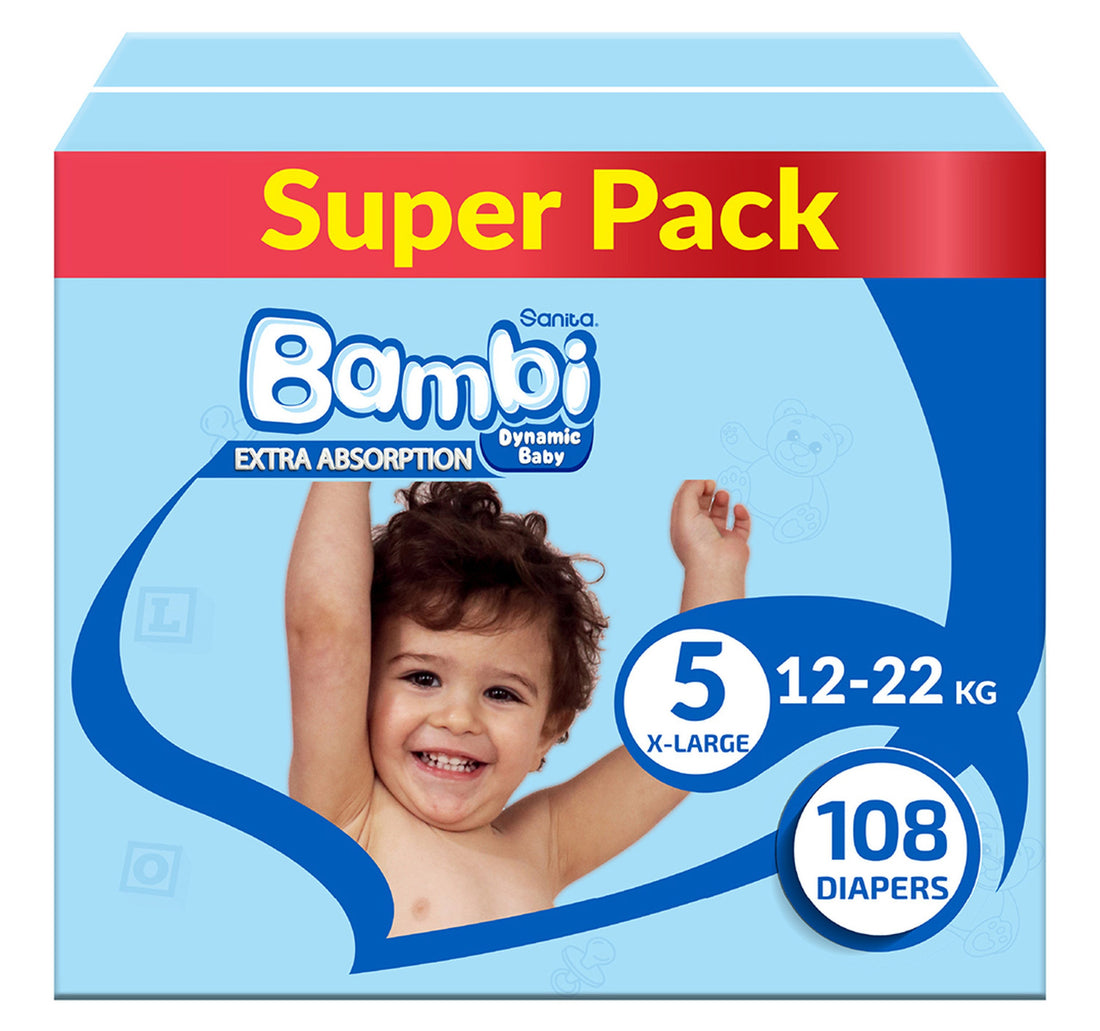 Sanita Bambi Baby Diaper Size 5 Extra Large 12-22 kg 108 pcs