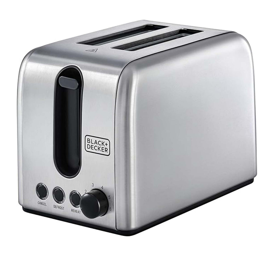 Black+Decker 2 Slice Toaster, 1050 W, Stainless Steel, ET244-B5