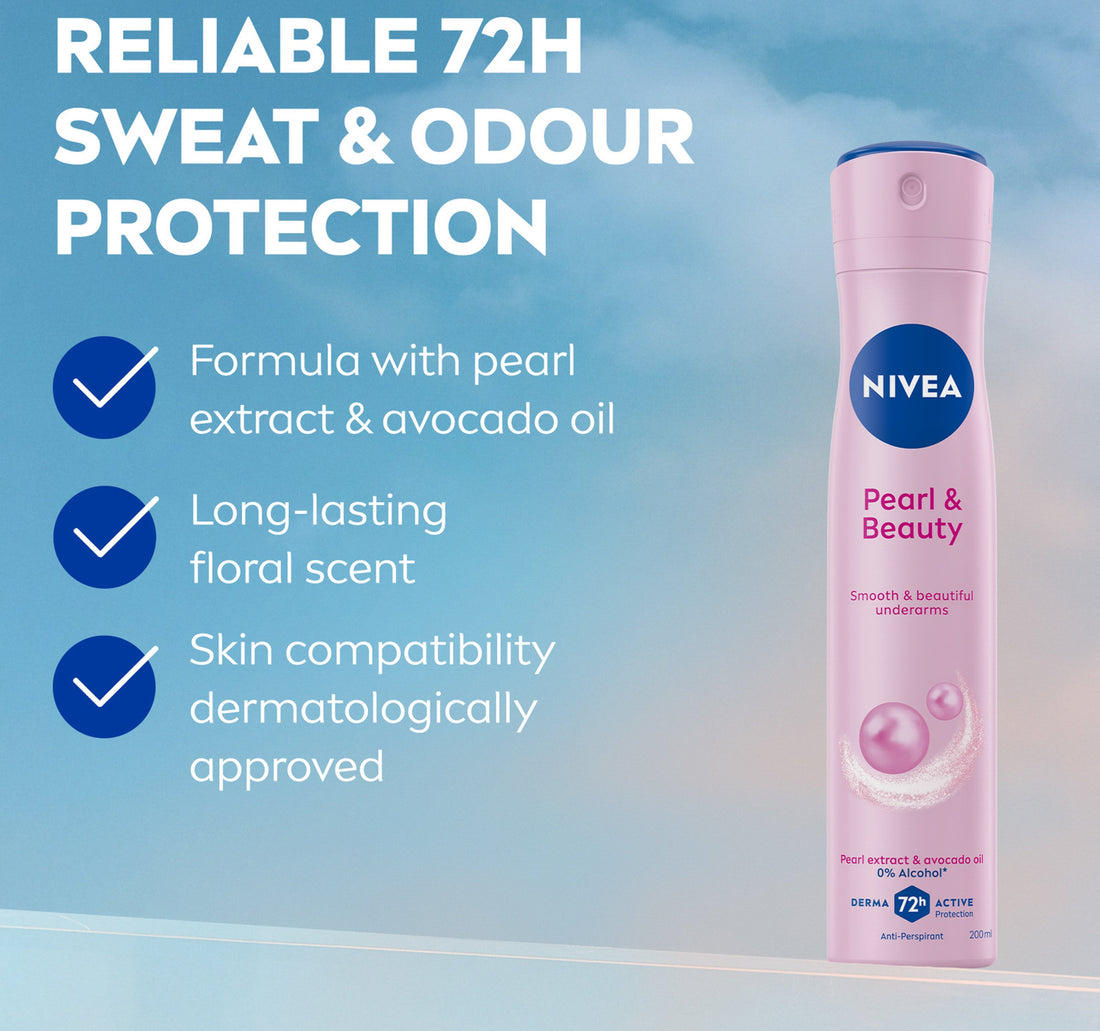 Nivea Pearl & Beauty Antiperspirant Deodorant for Women 72H Active Protection Spray 200 ml