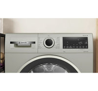 Bosch Series 4 Front Load Heat Pump Tumble Dryer, 9 kg, Silver Inox, WQG2410XGC
