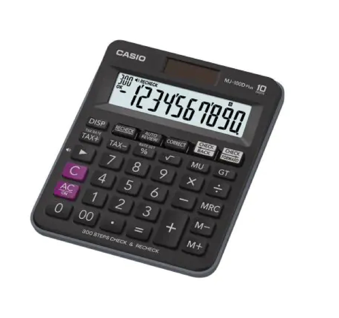 Casio Mini Desk Type Calculator, 10 Digits, Black, MJ-100D PLUS