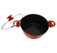 Chefline DZN28 Induction Base Ceramic Natural Coating Dutch Oven, 28 cm, Red