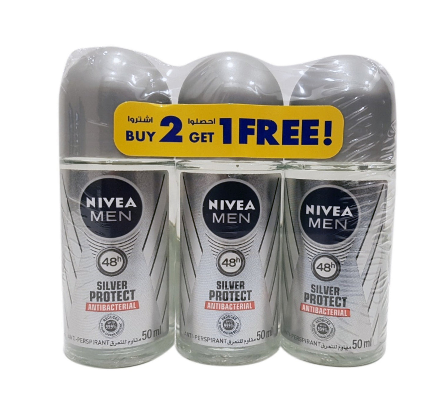 Nivea Men Silver Protect Anti Perspirant Roll On 3 x 50 ml