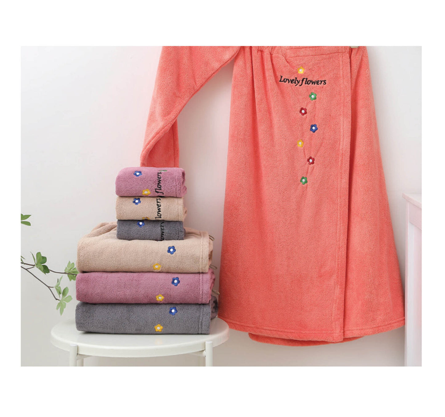 Maple Leaf Bath Skirt with Hair Cap, 2 pcs, Assorted, YS76