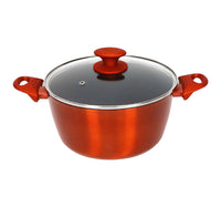 Chefline DZN30 Induction Base Ceramic Natural Coating Dutch Oven, 30 cm, Red