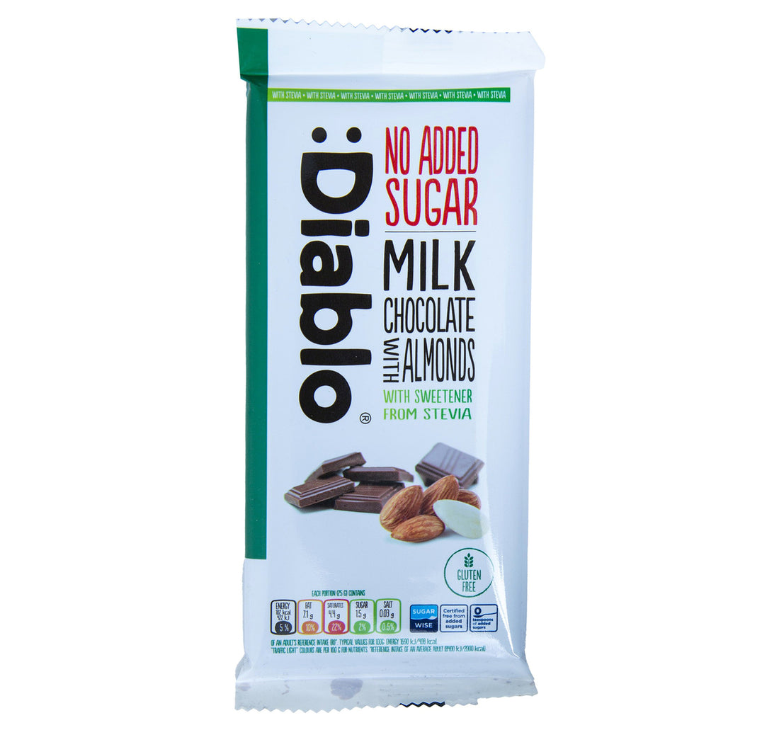 Diablo No Added Sugar Milk Chocolate With Almonds 75 g