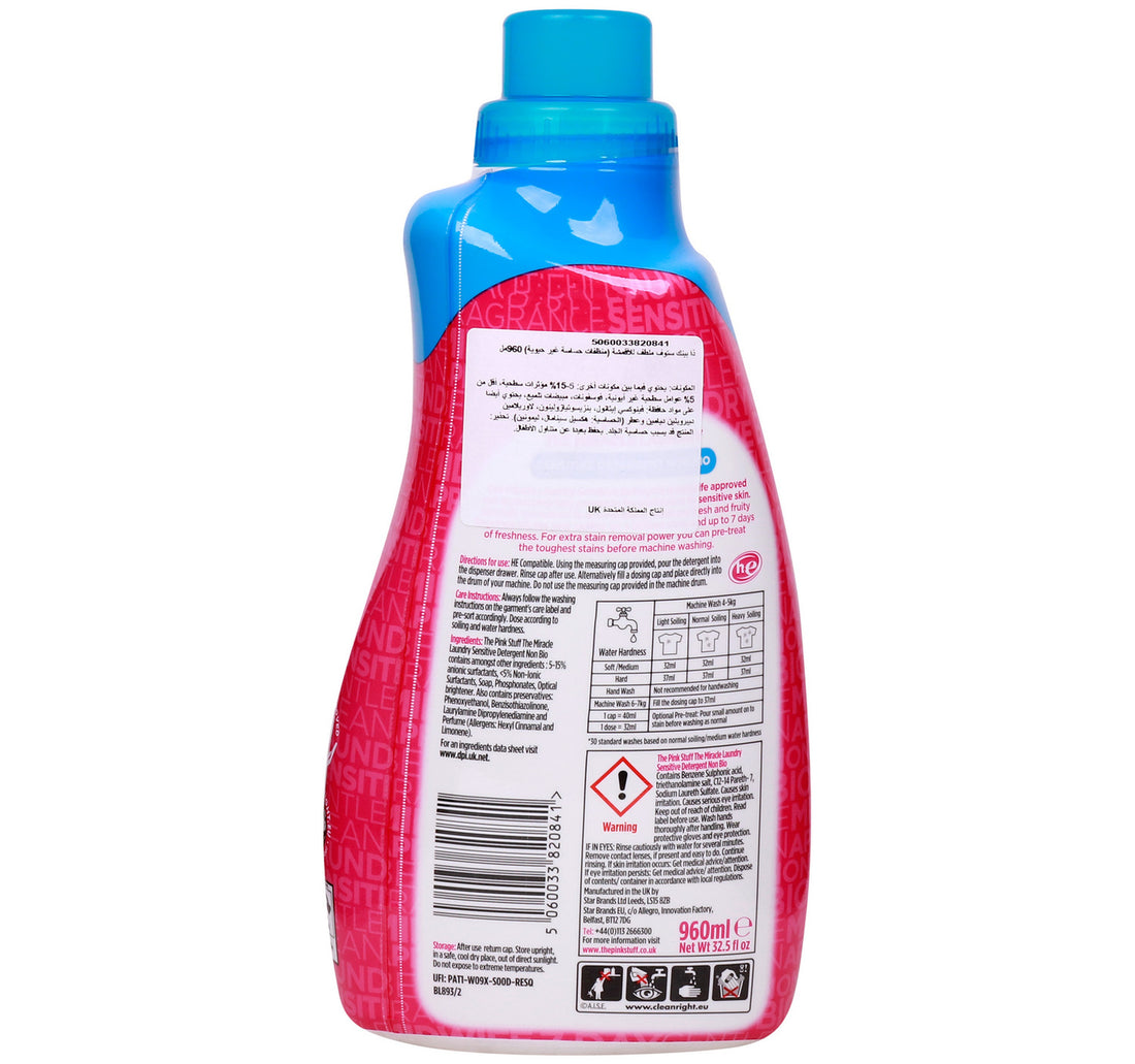 Star Drops Pink Stuff Miracle Non Bio Sensitive Laundry Detergent 960 ml