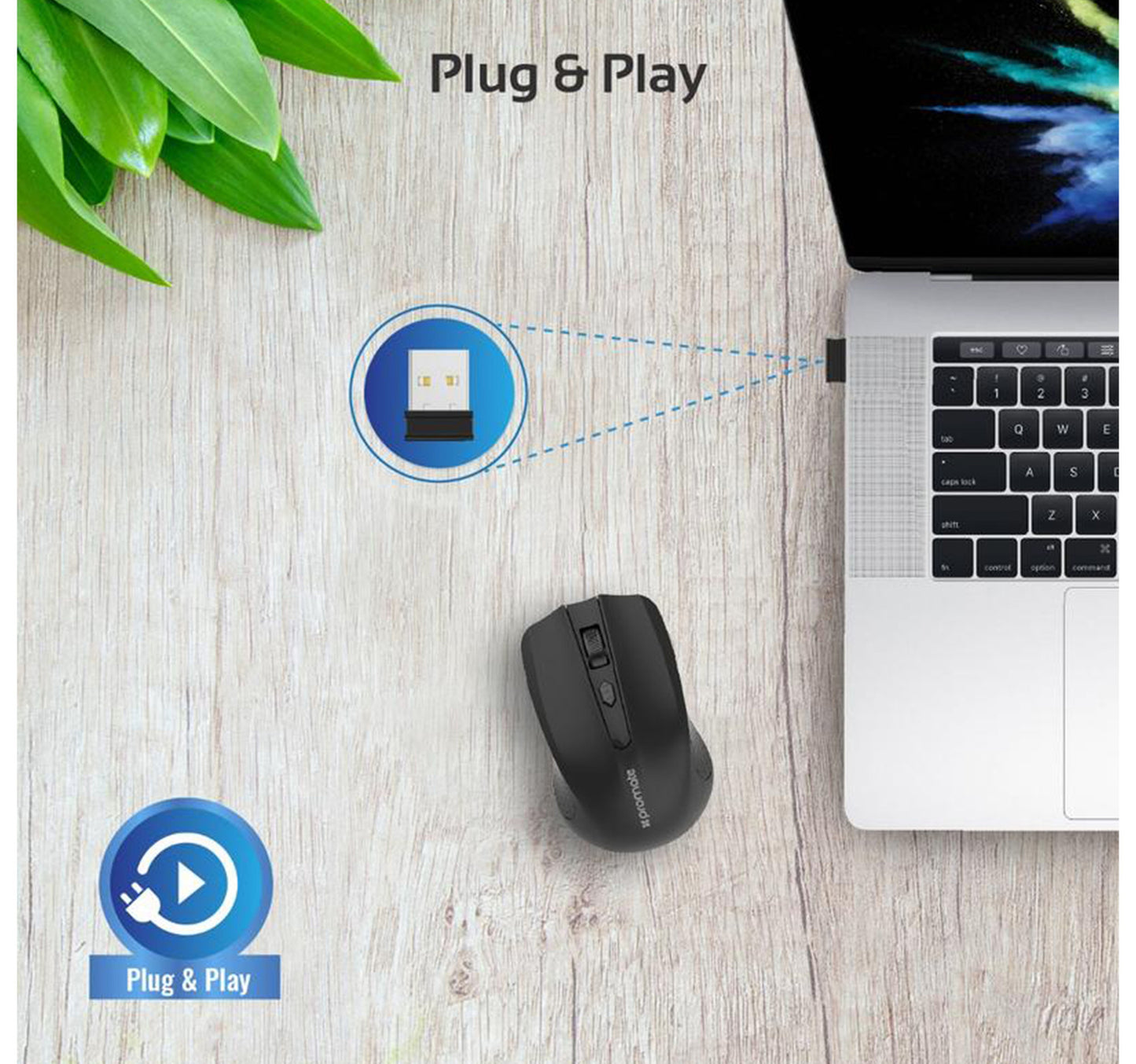 Promate 2.4GHz Wireless Ergonomic Optical Mouse (CLIX-8)