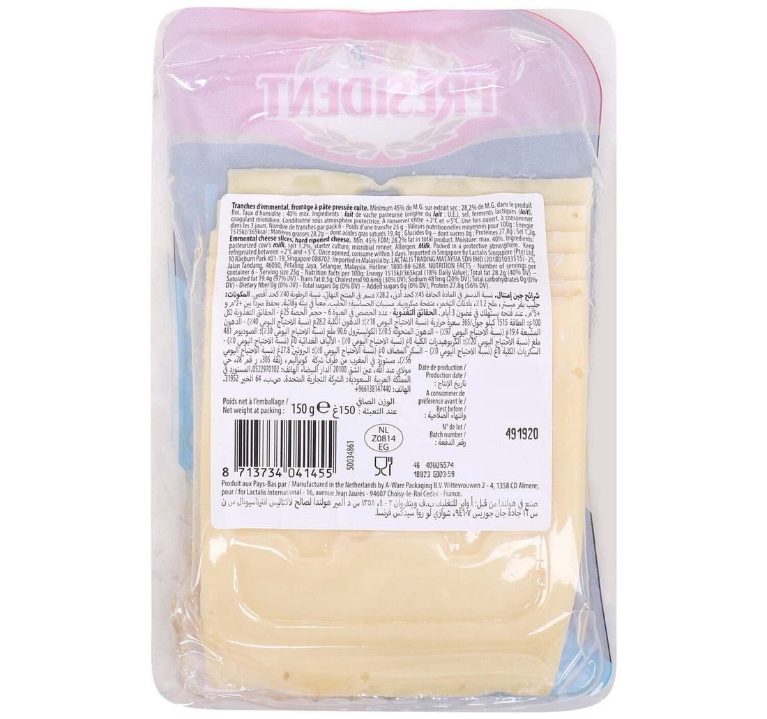 President Emmental Cheese Slices 150 g