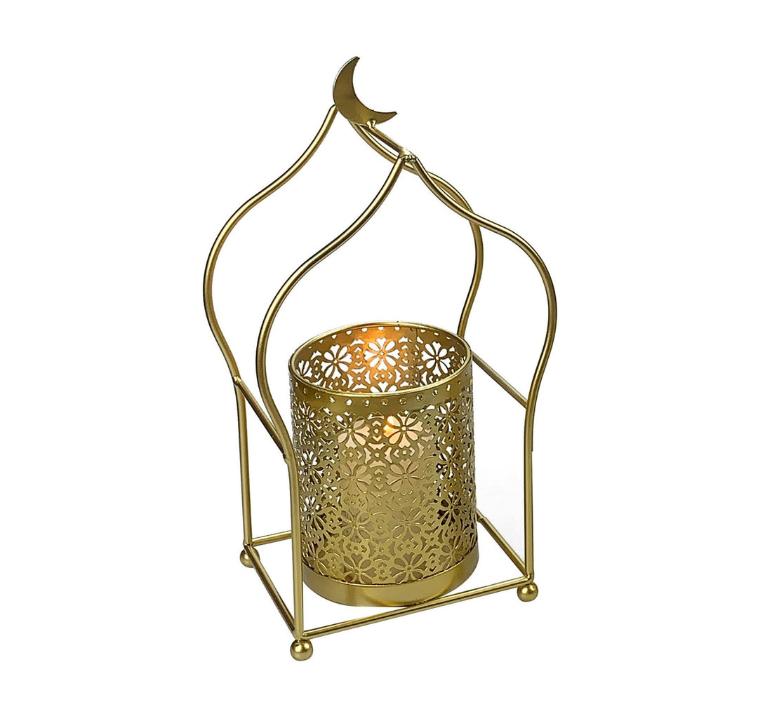 Maple Leaf Metal Carved Candle Holder 29cm Gold