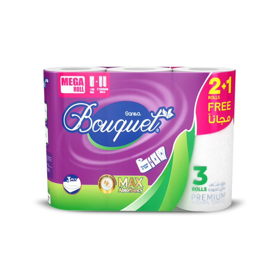 Sanita Bouquet Kitchen Towels 3ply 3 Rolls